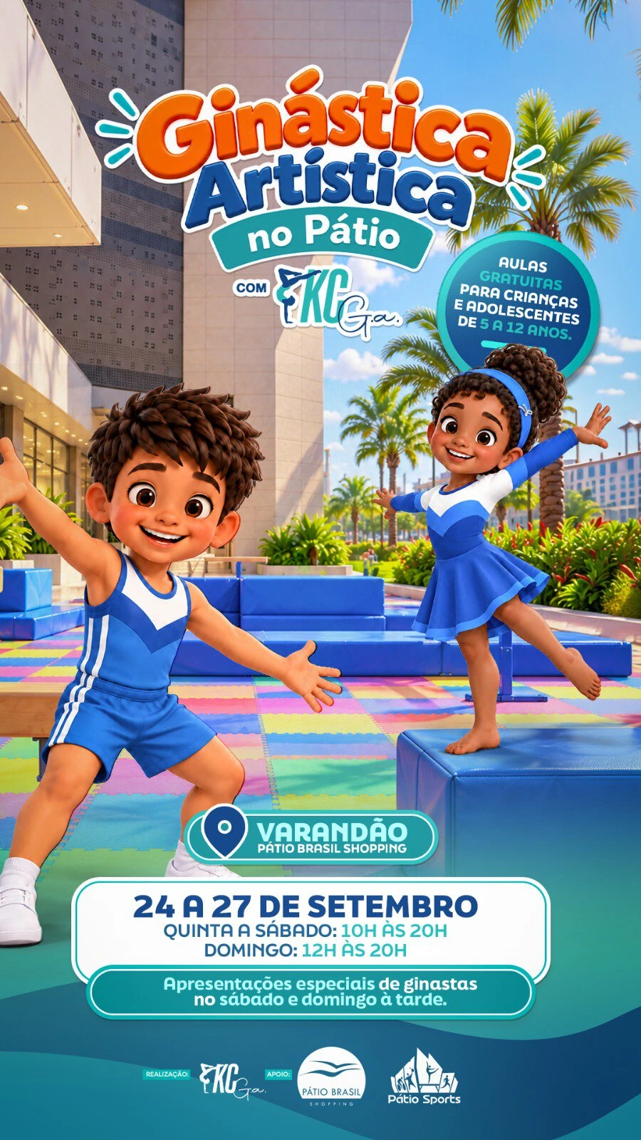 Pátio Brasil Shopping promove experiência de ginástica artística