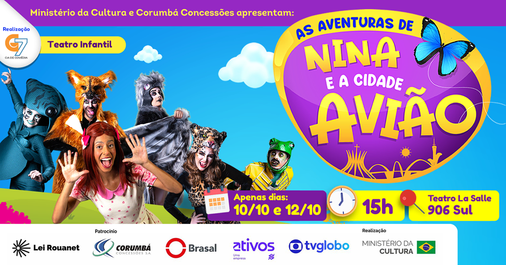 G7 apresenta duas sessões de “As Aventuras de Nina e a Cidade Avião” no Dia das Crianças